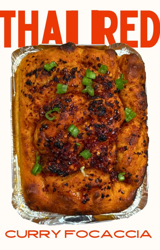 Spam and Scallion Focaccia drizzled with HotBuzz