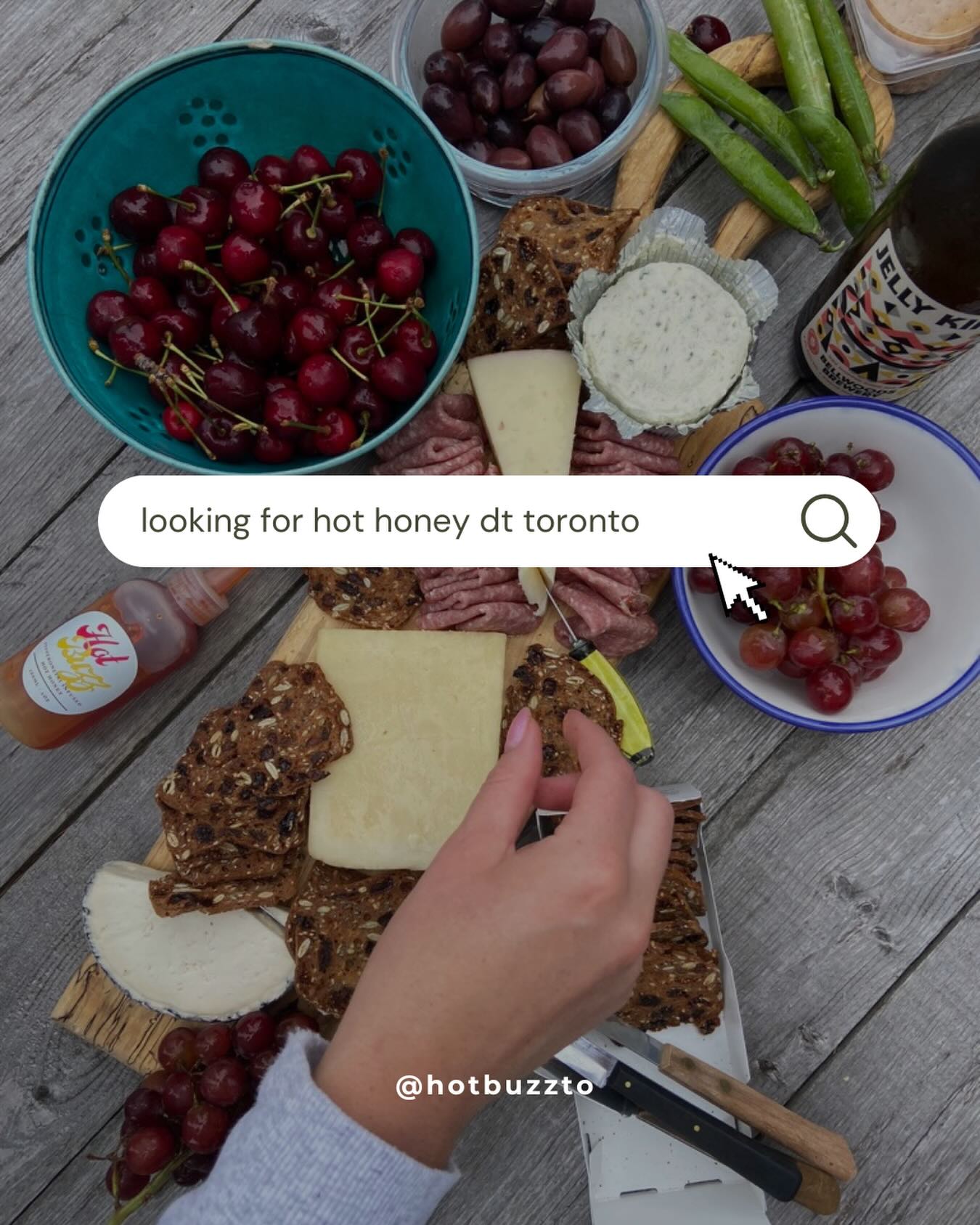 Hot Buzz on a charcuterie board